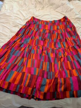 Gudrun Sjöden Tiered Multicolor Stripe Rut Skirt - Pink, Orange & Blue